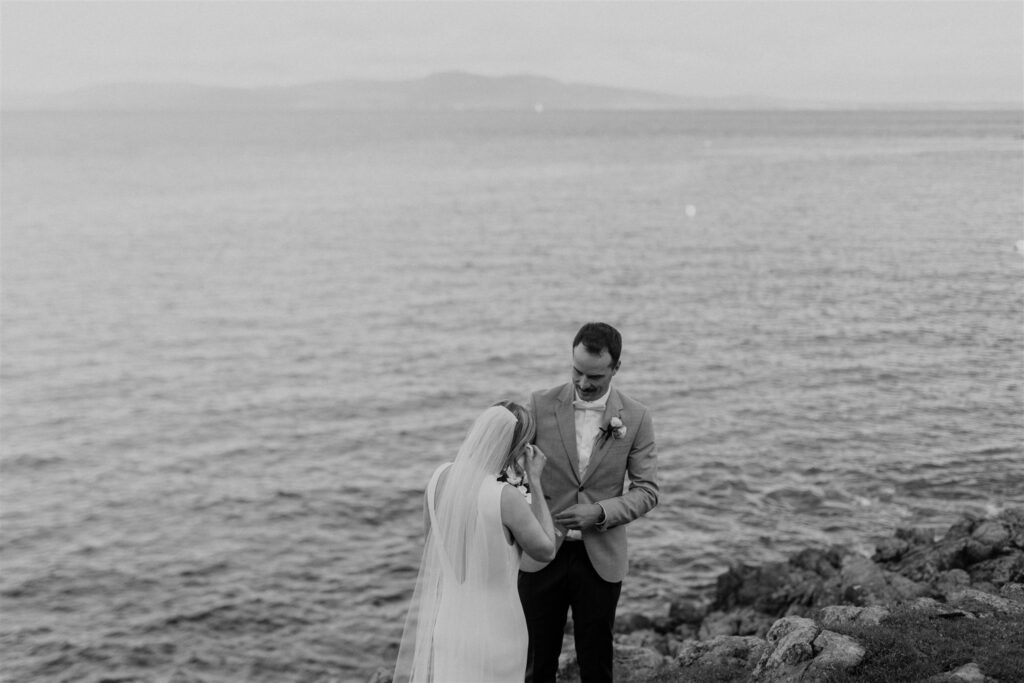 Bride & Groom exchange vows during their oceanside elopement in Victoria BC