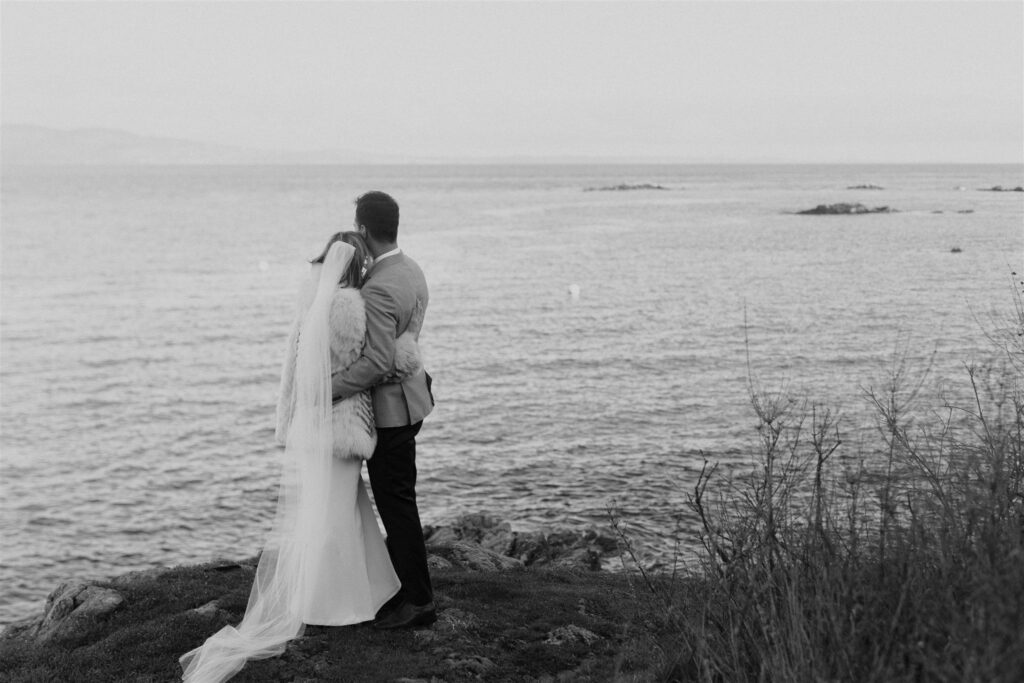 Bride & Groom exchange vows during their Vancouver Island beach elopement 