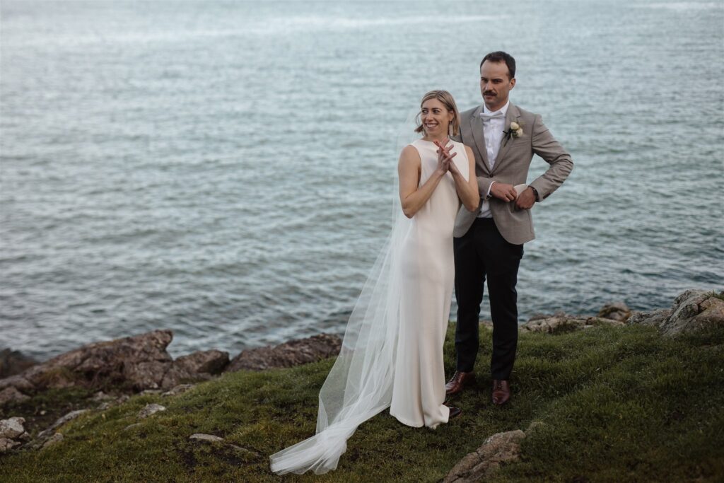 Bride & Groom exchange vows during their Vancouver Island beach elopement 
